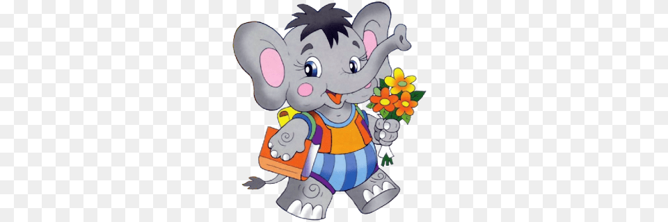 Baby Cartoon Elephants With Flowers Clip Art Imagesall Clipart, Person Free Transparent Png
