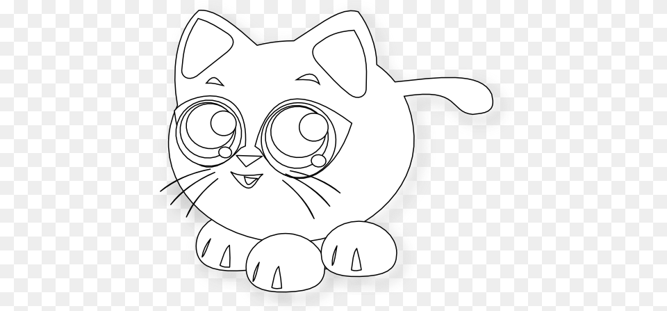 Baby Cat Black White Line Clip Art, Drawing, Person Free Png Download