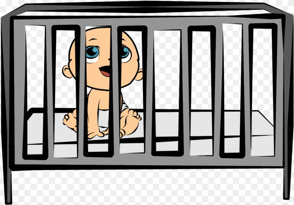 Baby Clipart Crib Baby In Cot Clipart, Infant Bed, Furniture, Adult, Person Png