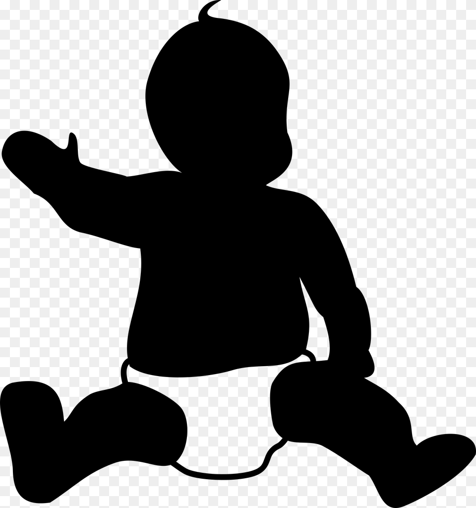 Baby Clipart Outline, Gray Png