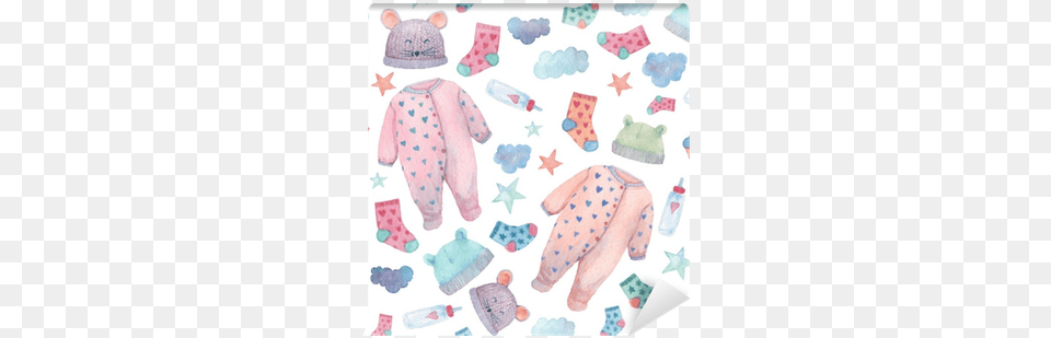 Baby Clothes Illustrations In A Seamless Pattern Babykleertjes, Clothing, Hat, Person Free Png