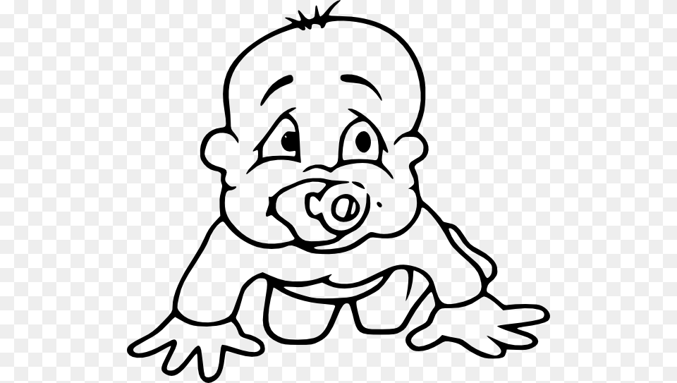 Baby Crawling Clip Art At Clker Cartoon Baby Black And White, Person, Face, Head, Stencil Free Png