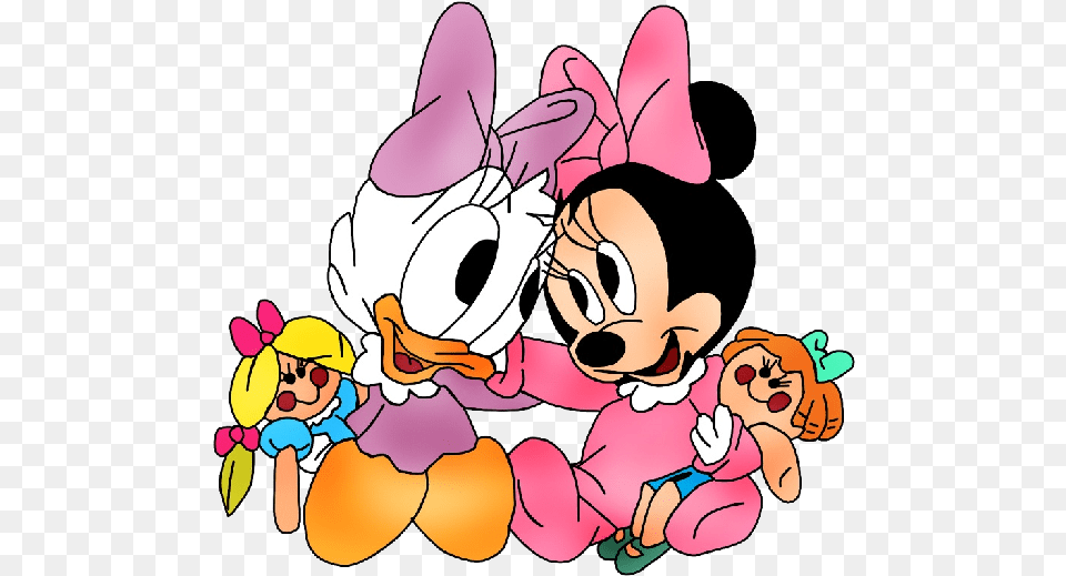 Baby Disney Characters Clipart Baby Minnie Mouse And Daisy Duck, Cartoon, Person, Face, Head Png