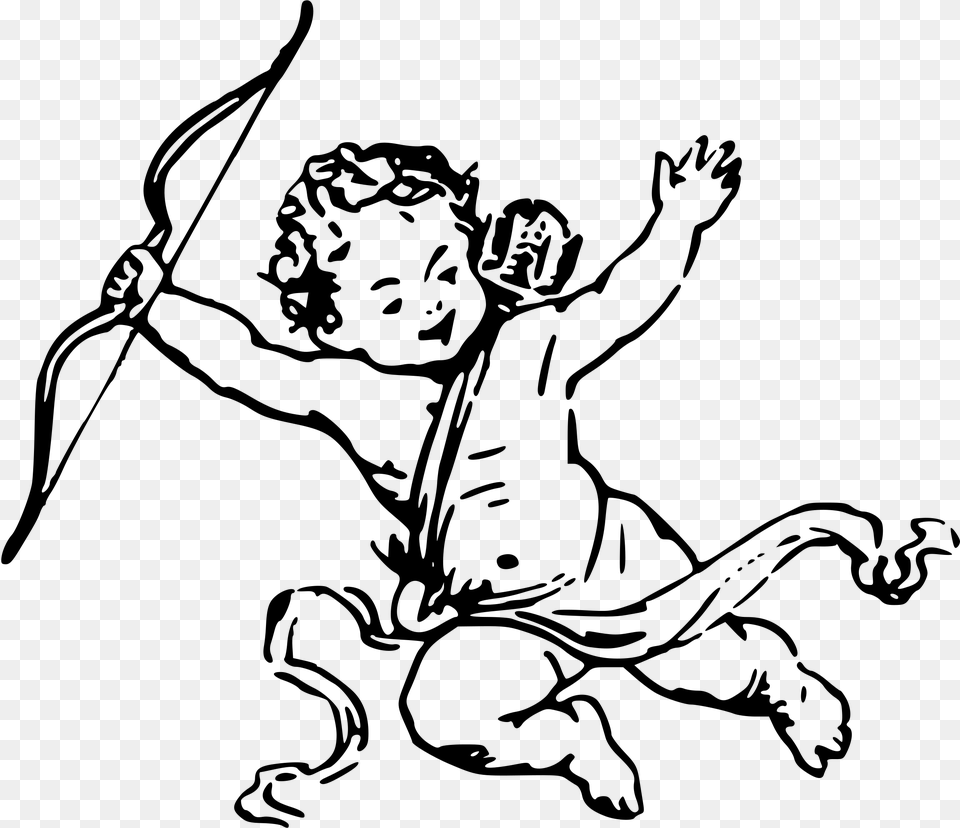 Baby Drawing Guardian Angel Cherub Black And White, Gray Png