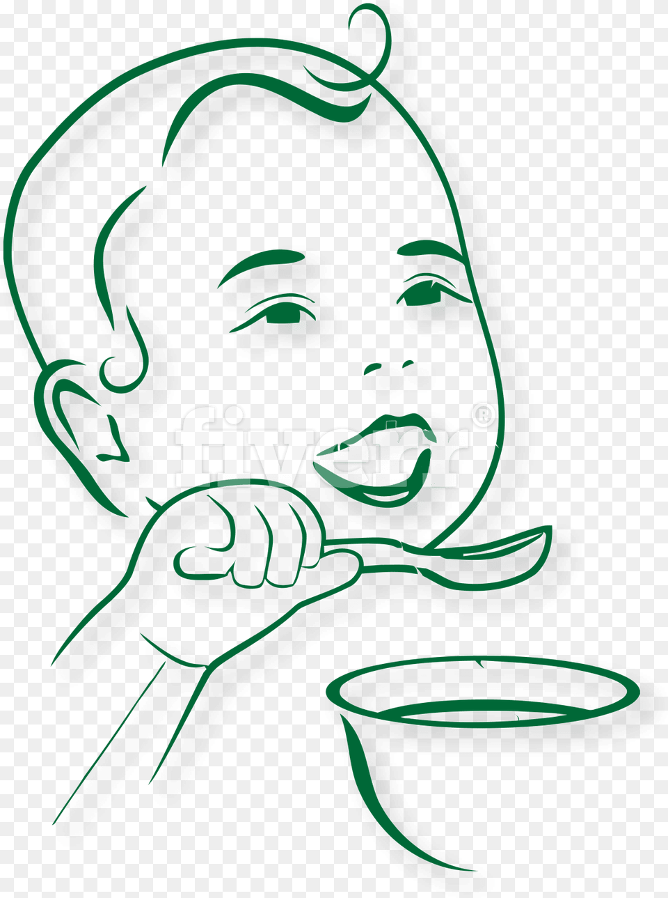 Baby Eating Drawing, Green, Head, Person, Face Png Image
