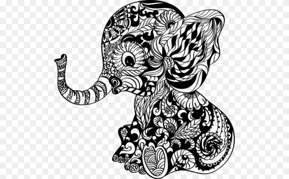 Baby Elephant Mandala Svg, Gray Free Transparent Png