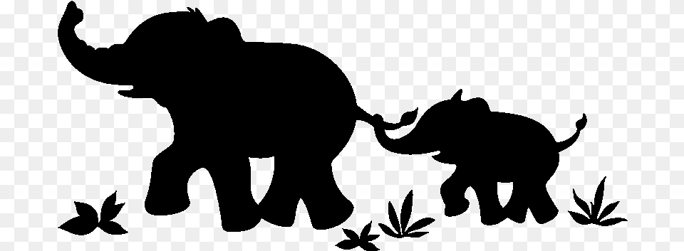Baby Elephant Silhouette, Gray Png