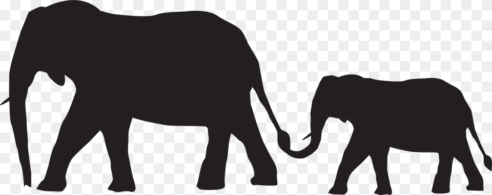 Baby Elephant Silhouette Elephant And Baby Silhouette, Animal, Mammal, Wildlife Png