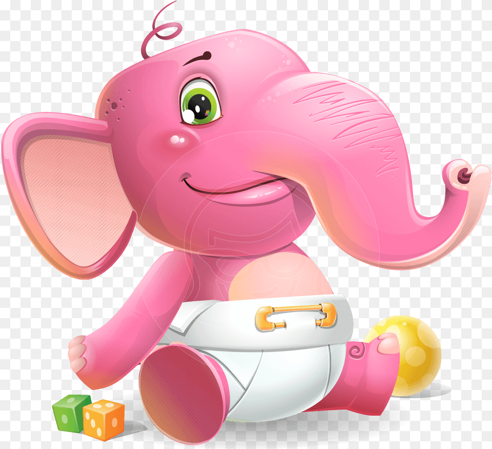 Baby Elephant Vector Cartoon Character, Toy, Animal, Mammal, Wildlife Free Transparent Png