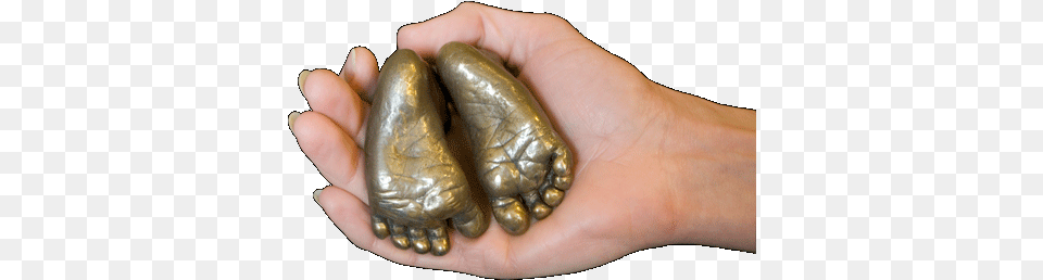 Baby Feet Casts In A Woman39s Hand Feet Plaster Cast, Body Part, Finger, Person, Bronze Png Image