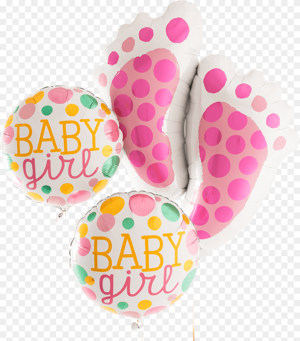 Baby Feet Pink Bunch Baby Girl Dots 18 Inch Foil Balloon, Pattern Free Transparent Png
