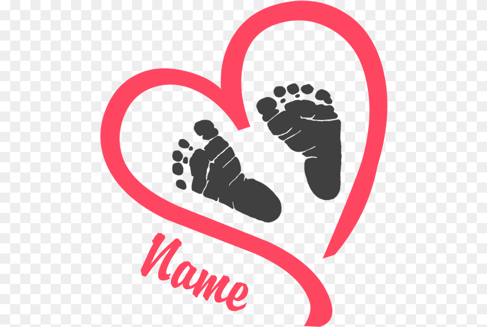 Baby Feet Pink Personalized Maternity T Shirt Baby Footprint In Heart, Head, Person Free Png Download