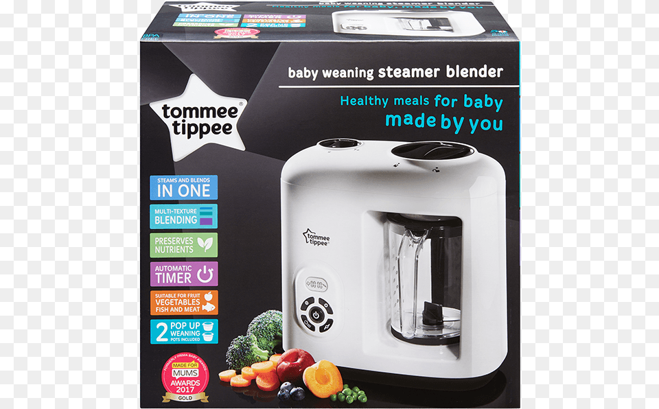 Baby Food Steamer Blender Tommee Tippee Packaging Shot Tommee Tippee Baby Food Steamer Blender, Appliance, Device, Electrical Device, Citrus Fruit Png