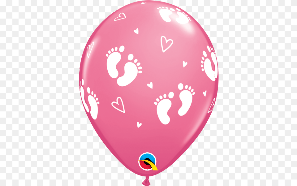Baby Footprints U0026 Hearts Fashion Rose 11 Balloons Baby Girls Balloons, Balloon Free Transparent Png