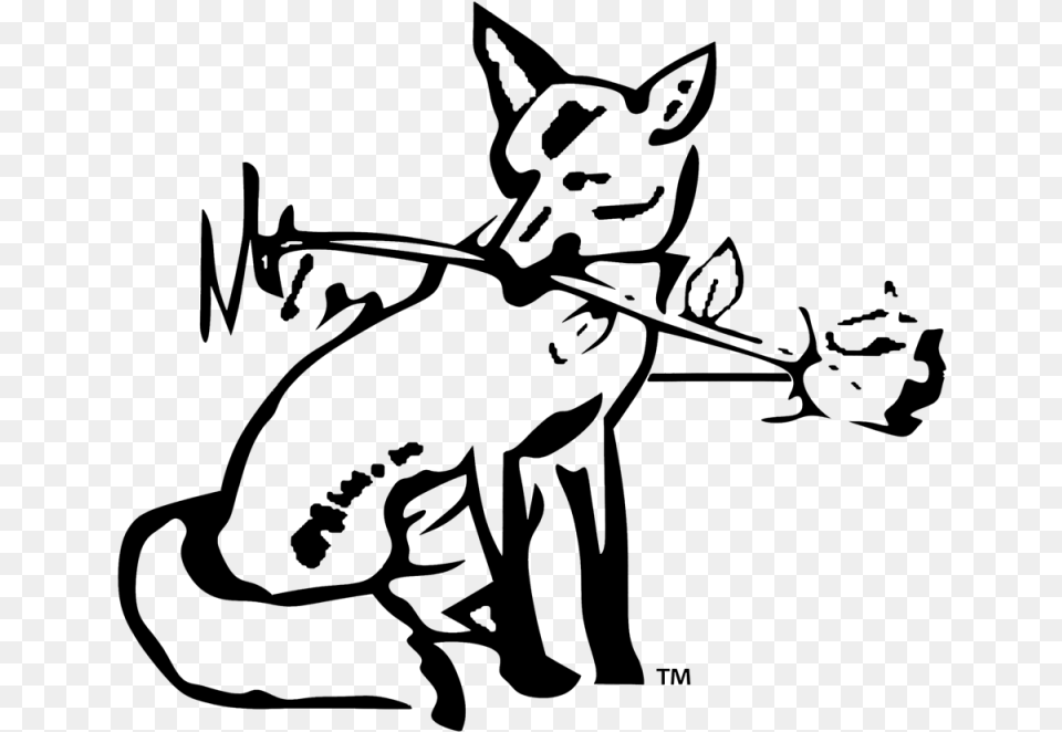 Baby Fox Clipart Black And White Ourclipart Cartoon, Gray Png Image