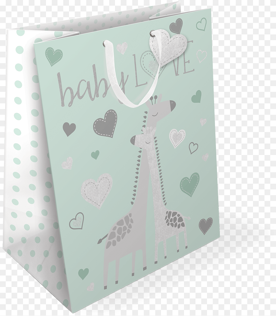 Baby Giraffe Jumbo Gift Bag With Die Cut Gift Tag Paper, White Board, Envelope, Greeting Card, Mail Free Png