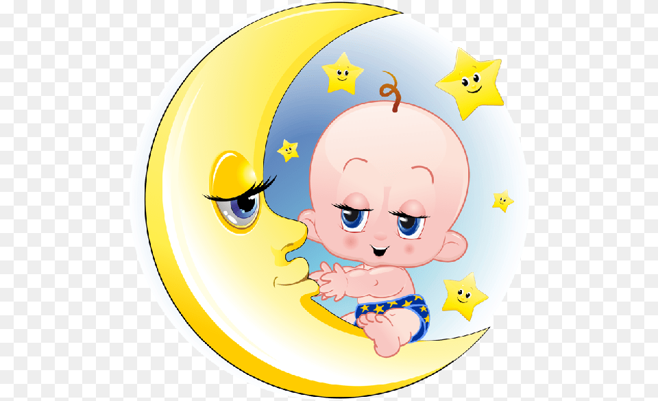 Baby Girl And Boy On Moon Cartoon Clip Art Images Funny Cartoon Baby On Moon, Photography, Person, Face, Head Free Png Download