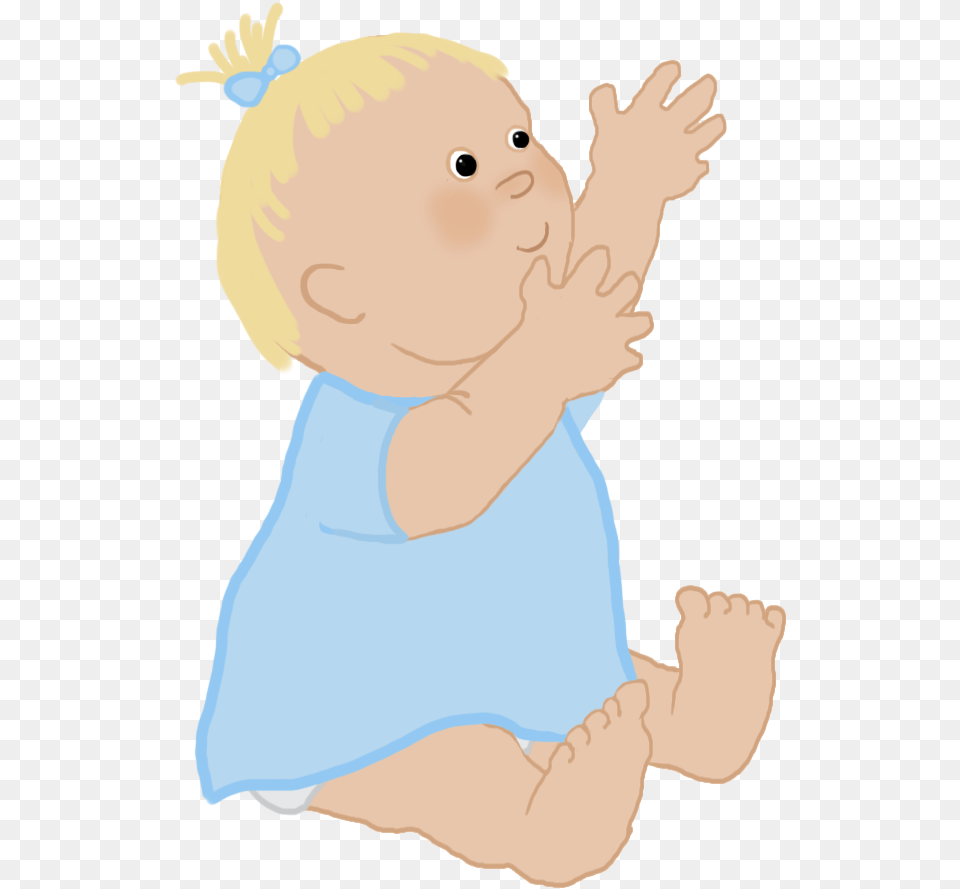 Baby Girl Blue Dress Cartoon, Person, Face, Head, Kneeling Png Image
