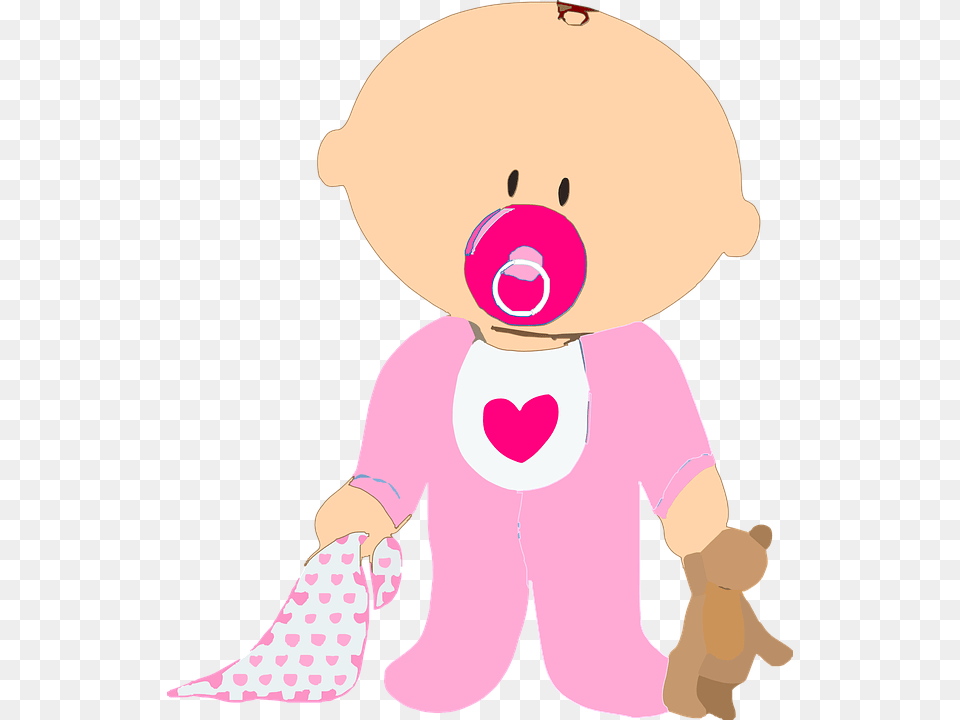 Baby Girl Teddy Pacifier Blanket Pink Stand, Person Free Transparent Png