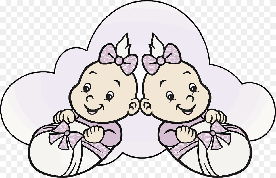 Baby Girl Twins Clipart, Face, Head, Person, Flower Free Png Download