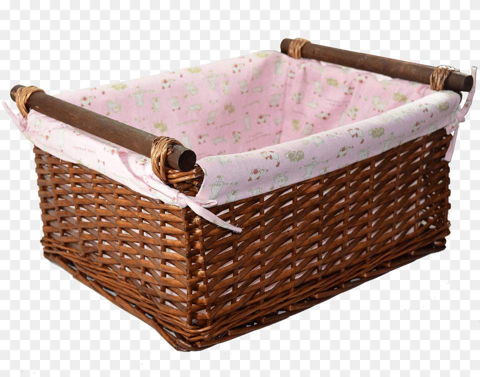 Baby Girl Wicker Basket Storage Basket, Crib, Furniture, Infant Bed, Bed Png Image