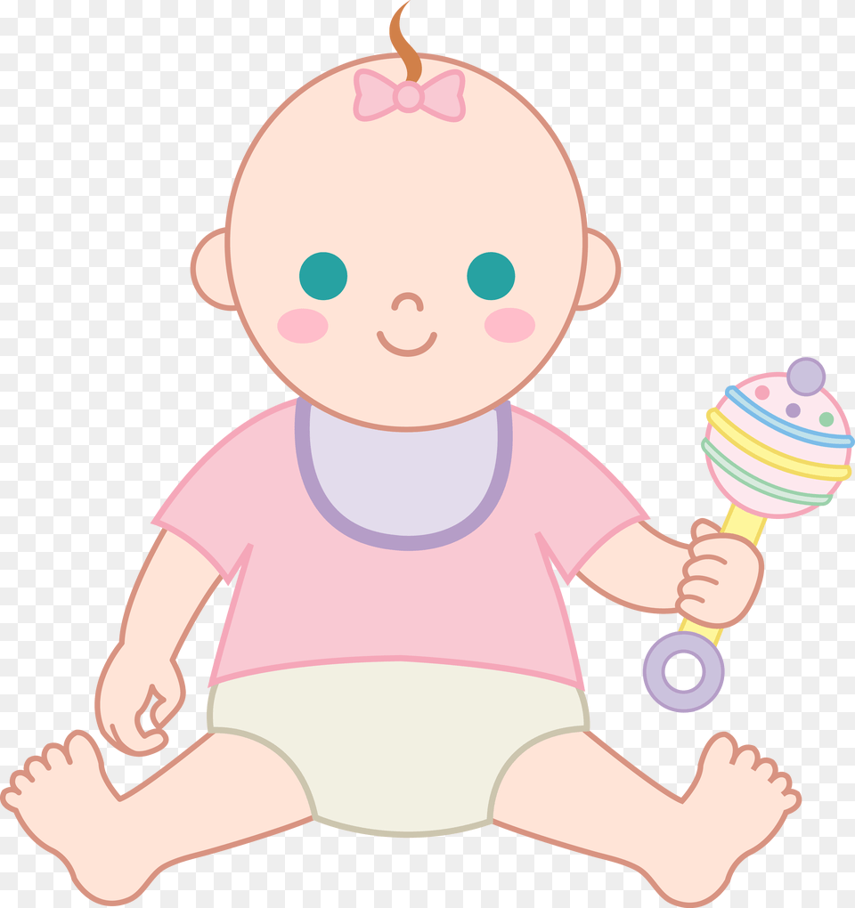 Baby Girl With Rattle Clip Art Cute, Toy, Person, Face, Head Free Transparent Png