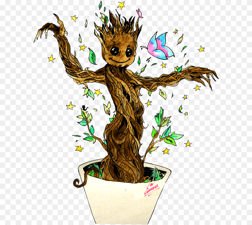 Baby Groot Dance Flowerpot, Plant, Potted Plant, Tree, Art Free Png