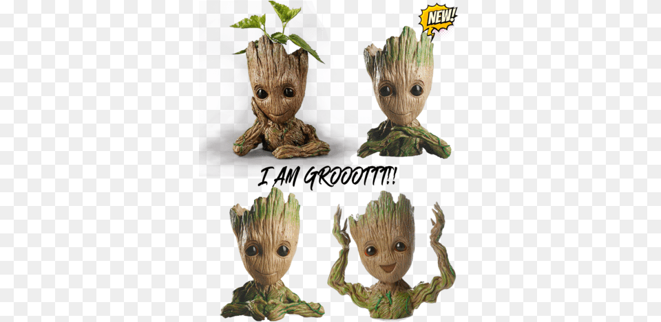 Baby Groot Flower Pot Amp Pen Holder Groot Shop, Wood, Tree, Plant, Potted Plant Free Png