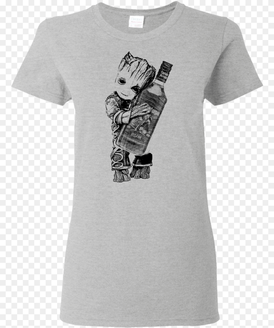 Baby Groot Loves Captain Morgan Rum T Shirt Hoodie Baby Groot Loves Captain Morgan, Clothing, T-shirt, Person, Face Free Png