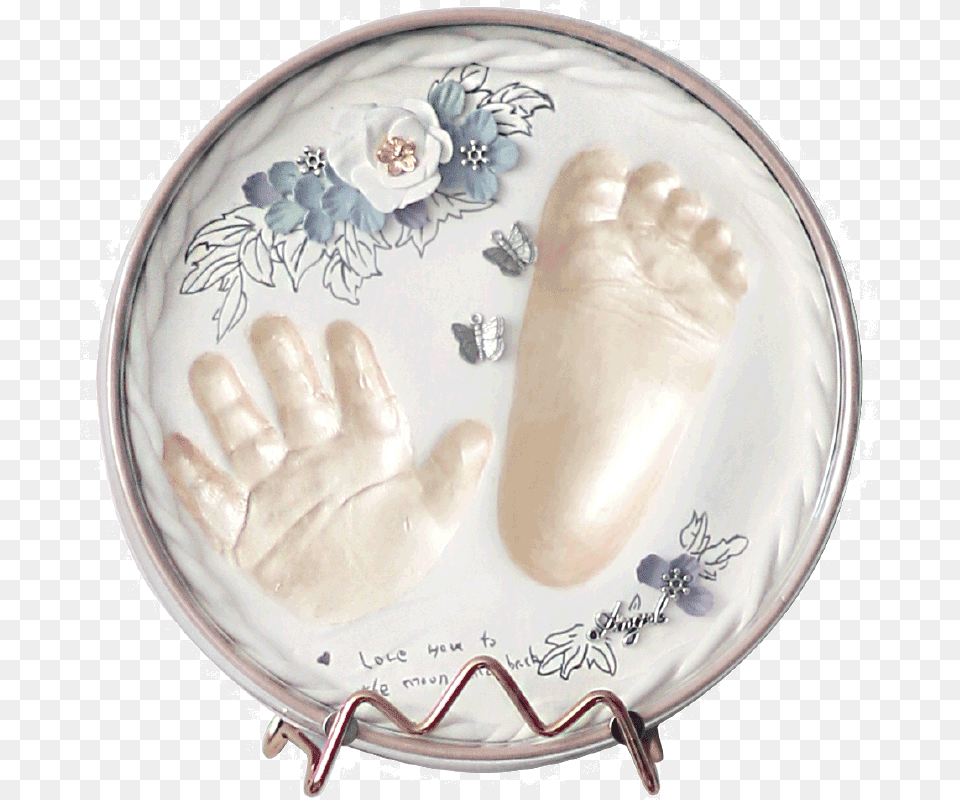 Baby Hand And Foot Prints Childrenquots Hand And Foot Art, Plate, Food, Meal, Pottery Free Png