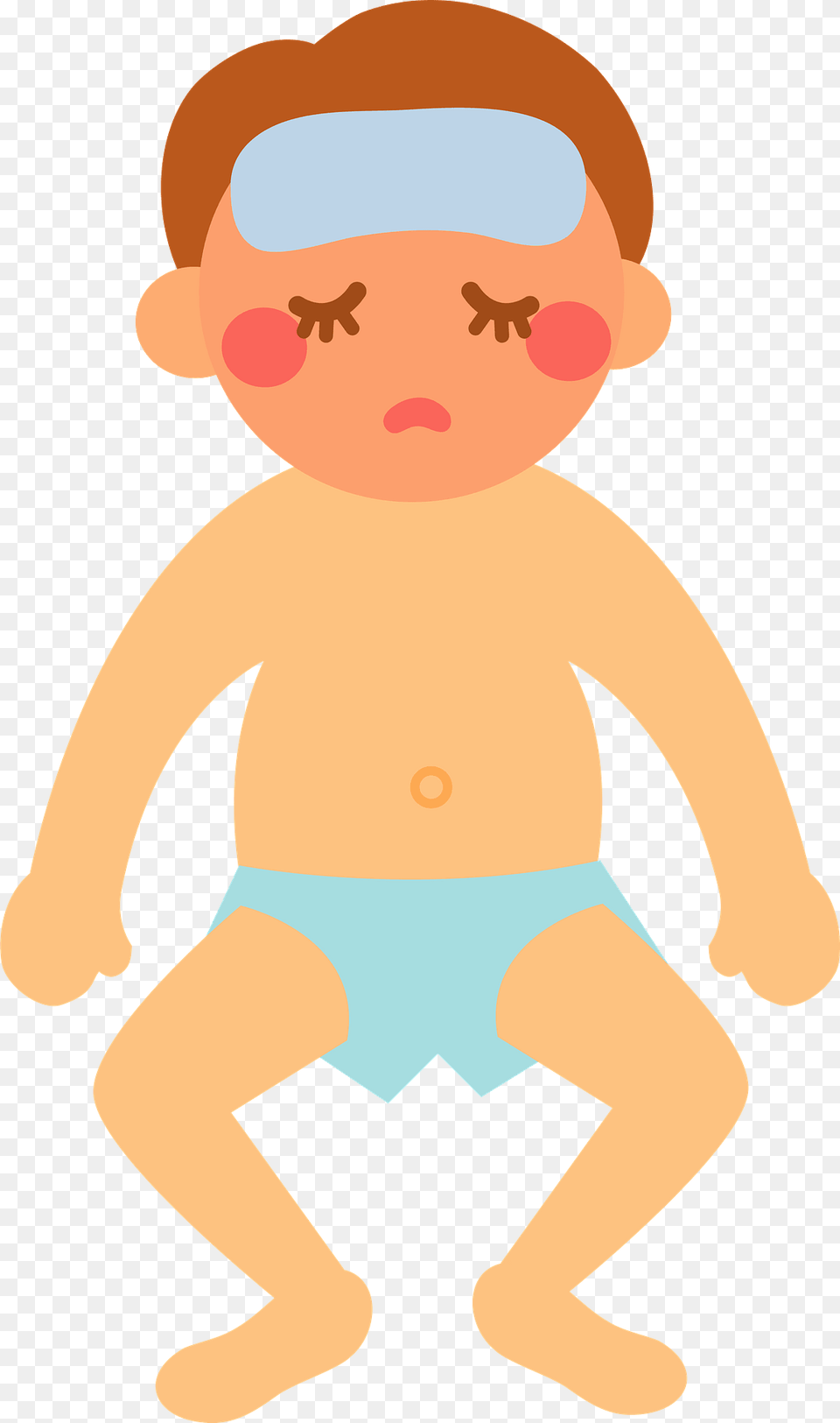 Baby Has A Fever Clipart, Face, Head, Person, Diaper Free Png