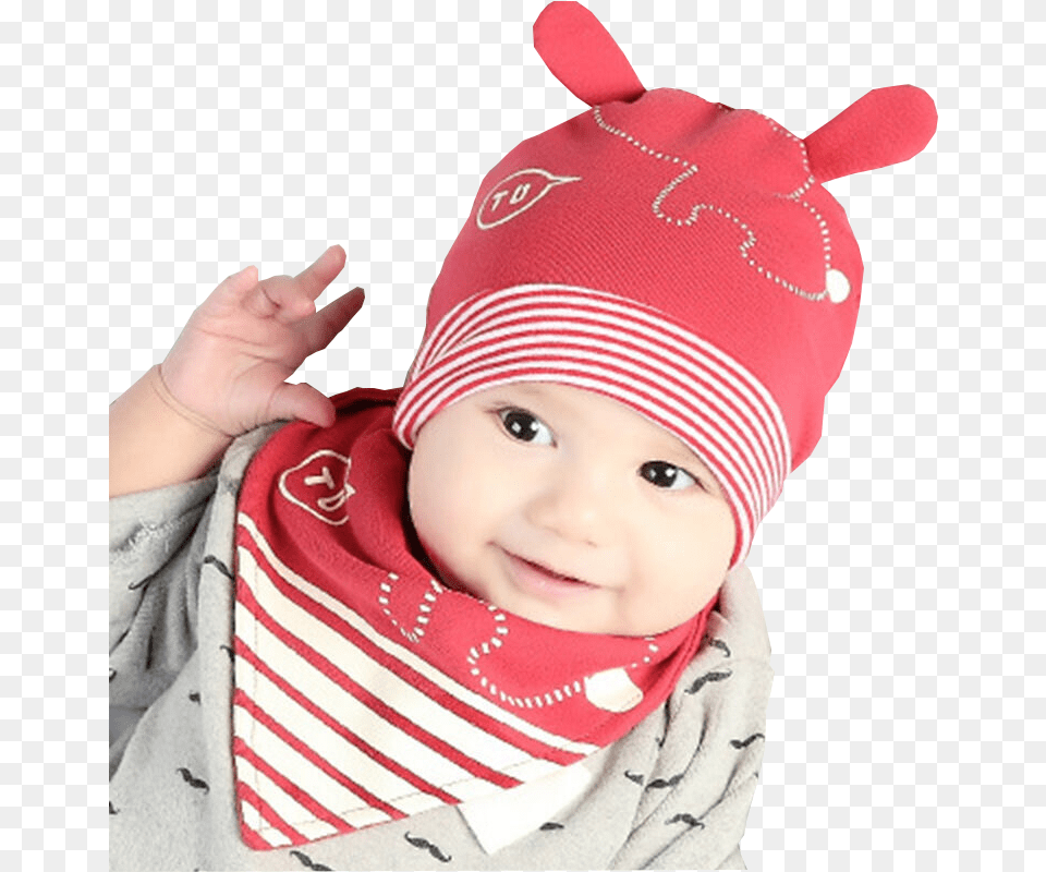 Baby Hat Spring New Baby Cotton Hat Head Cap Sleeve Baby, Clothing, Person, Face, Bonnet Png Image