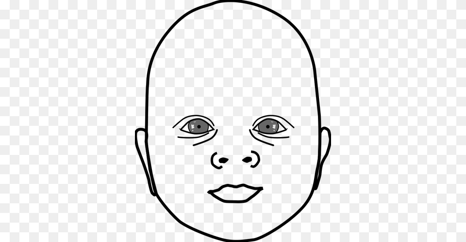Baby Head In Black And White Vector Clip Art Free Transparent Png