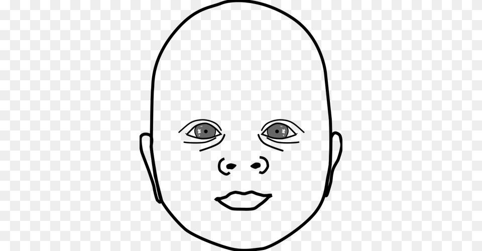 Baby Head In Black And White Vector Clip Art Free Png