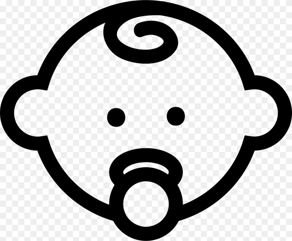 Baby Head Outline With Pacifier Comments Baby Symbol, Stencil, Device, Grass, Lawn Free Png Download