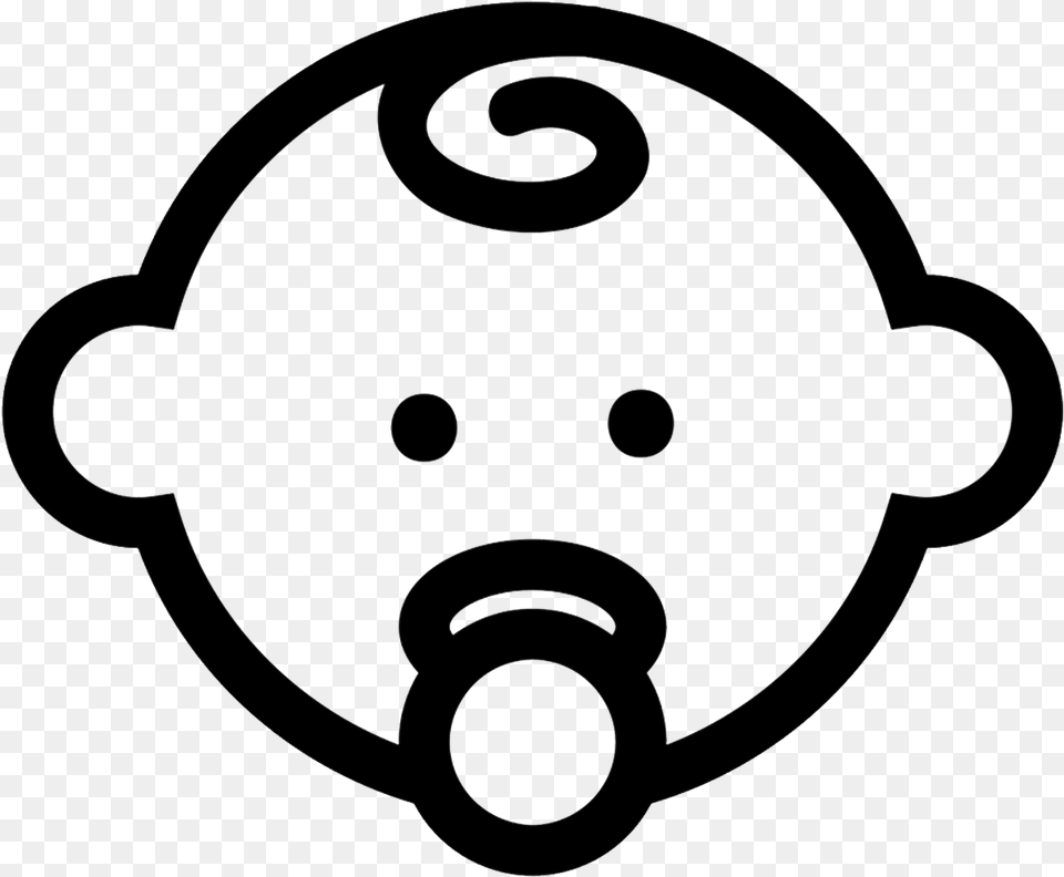 Baby Head Outline With Pacifier Comments Transparent Baby Icon, Stencil Png