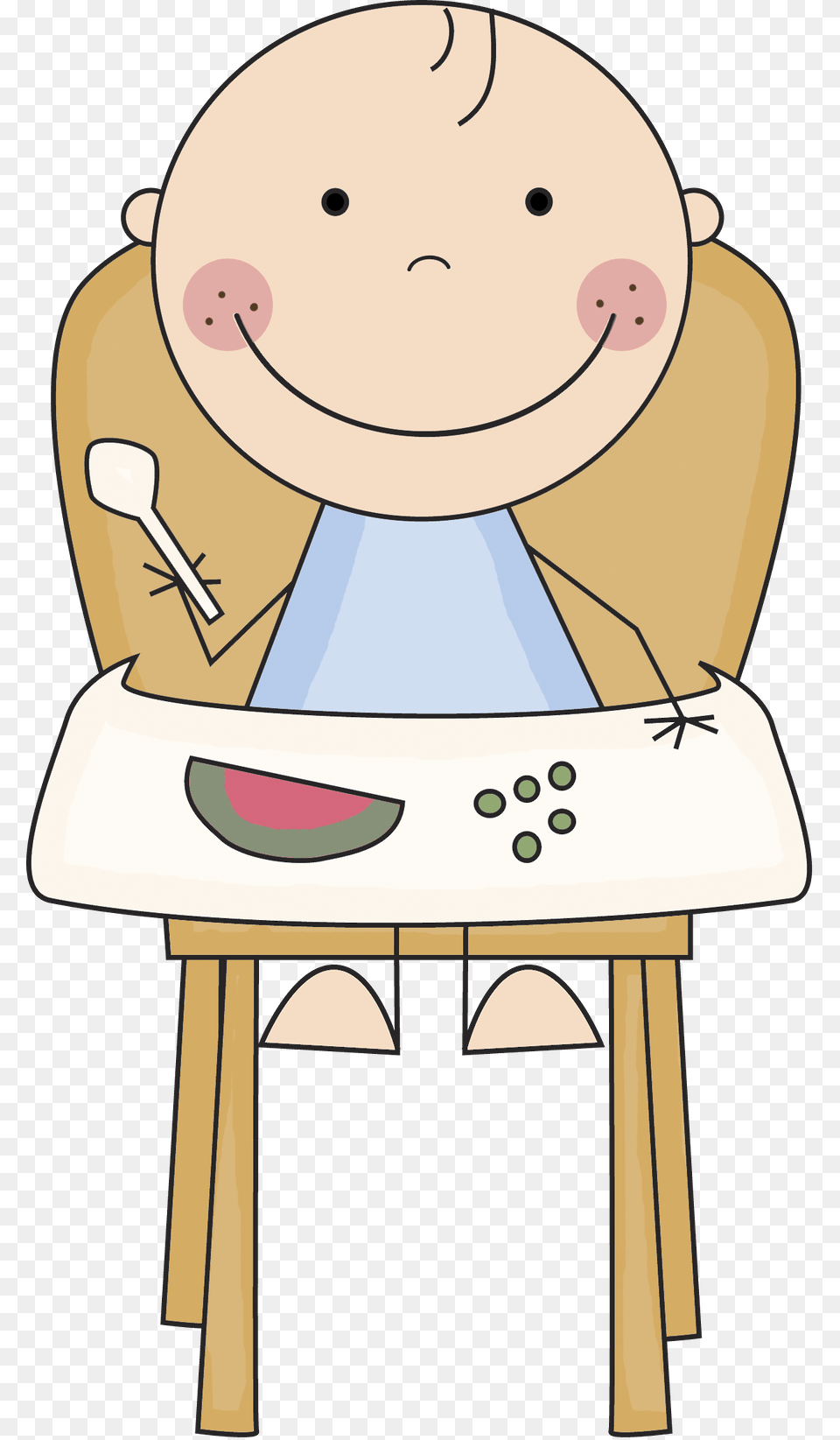 Baby In High Chair Clipart, Cutlery, Spoon, Fork, Furniture Free Transparent Png