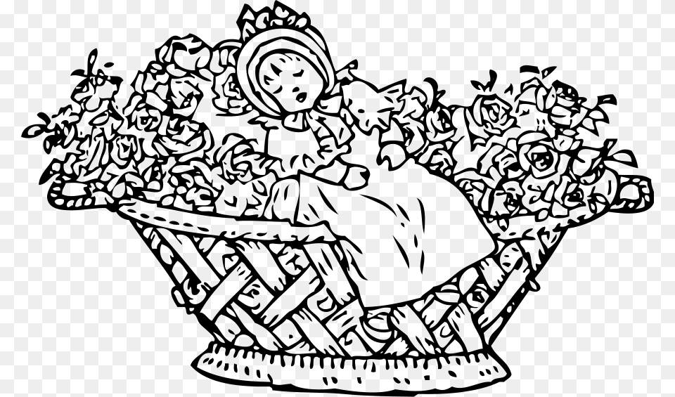 Baby In Rose Basket Svg Clip Arts Lisa Loves To Listen To A Lovely Lullaby Poem, Gray Png Image