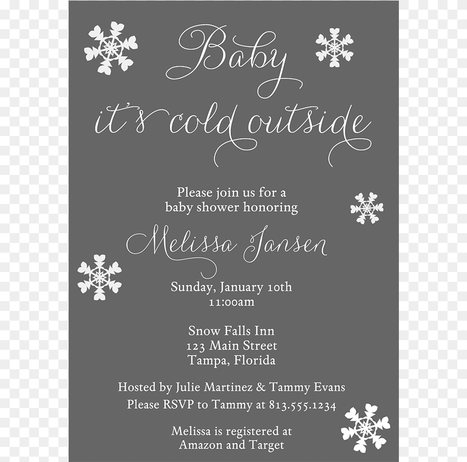 Baby It S Cold Outside White Baby Shower Invitation Calligraphy, Advertisement, Poster, Nature, Outdoors Free Png