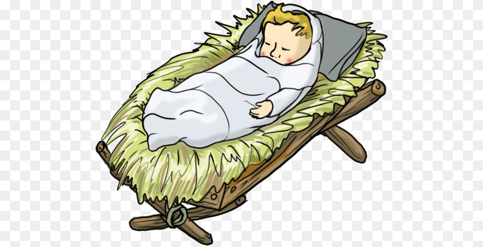 Baby Jesus In A Manger Cartoon, Furniture, Bed, Cradle, Face Free Transparent Png