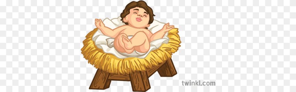 Baby Jesus Nativity Christmas Story French Secondary Happy, Person, Face, Head, Furniture Png Image