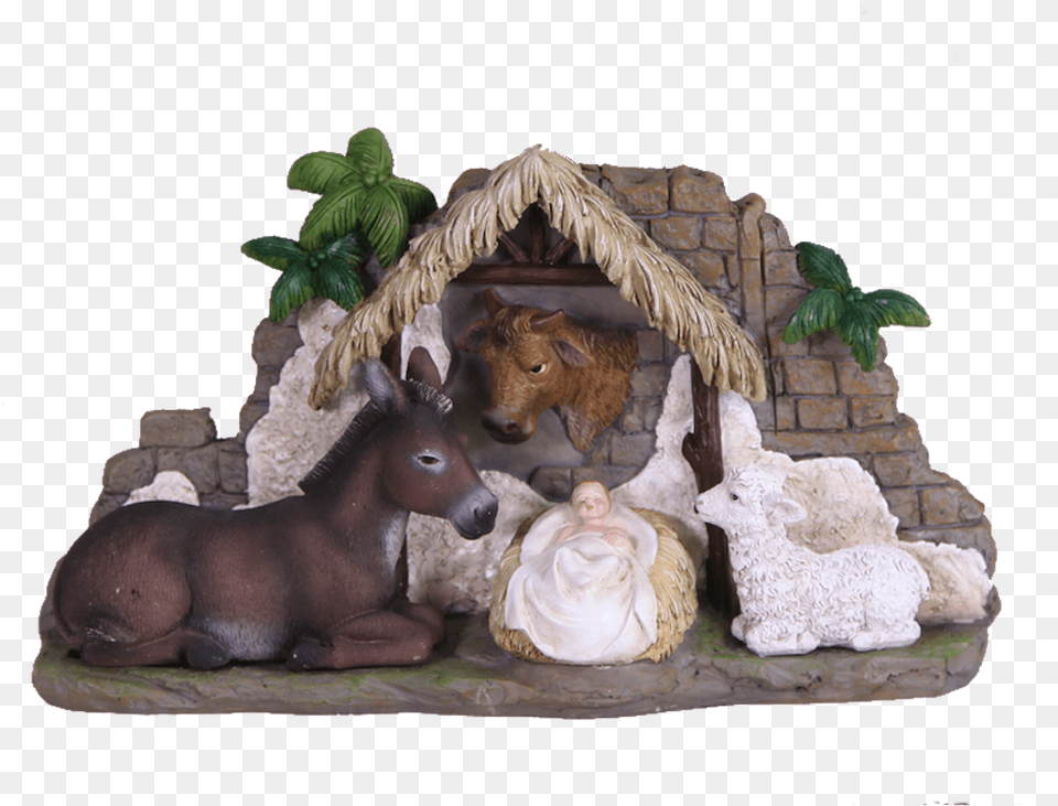 Baby Jesus With Animals Nativity, Animal, Mammal, Horse, Adult Png Image