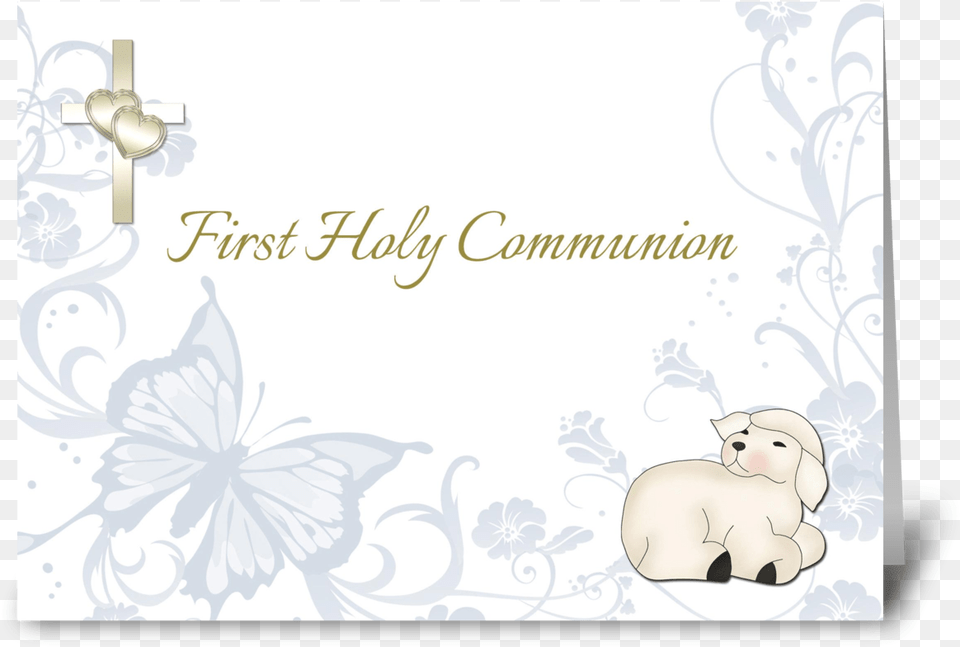Baby Lamb Blue First Communion Christmas Card, Envelope, Greeting Card, Mail, Animal Free Png Download