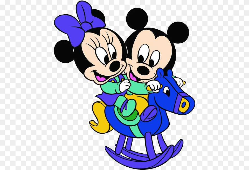 Baby Mickey Amp Minnie Rocking Horse Baby Love Mickey And Minnie Mouse, Cartoon, Person Png Image