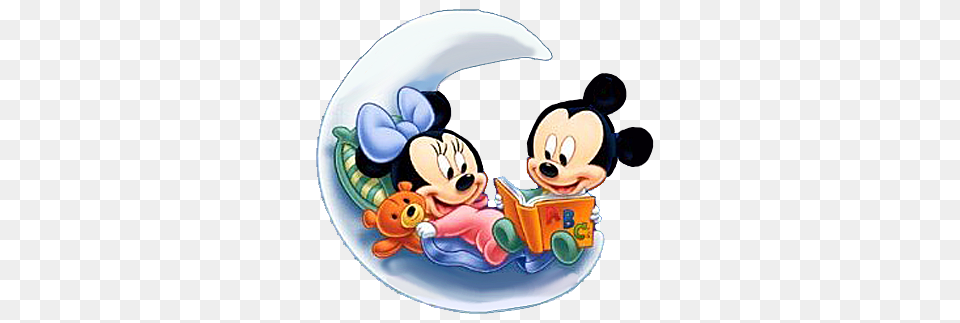 Baby Mickey Minnie Read On Moon Clips, Birthday Cake, Cake, Cream, Dessert Free Png Download
