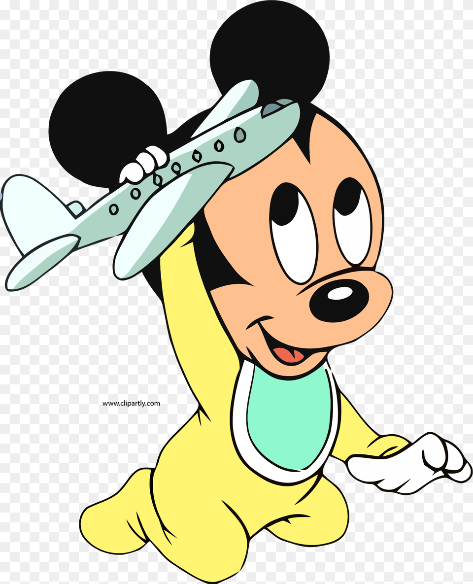 Baby Mickey Mouse Playing Toy Plane Clipart Baby Mickey Mouse Clipart, Cartoon, Person, Face, Head Free Png