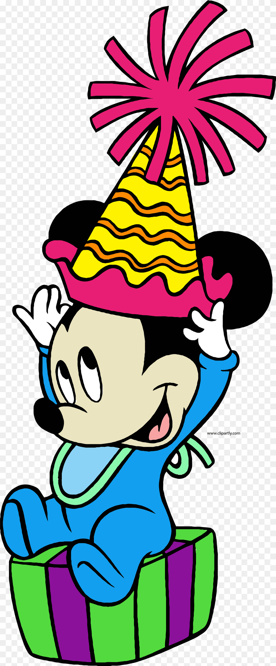 Baby Mickey Party Hat Suprise Clipart Mickey Mouse Happy Birthday Baby, Clothing, Party Hat, Person, Face Png Image