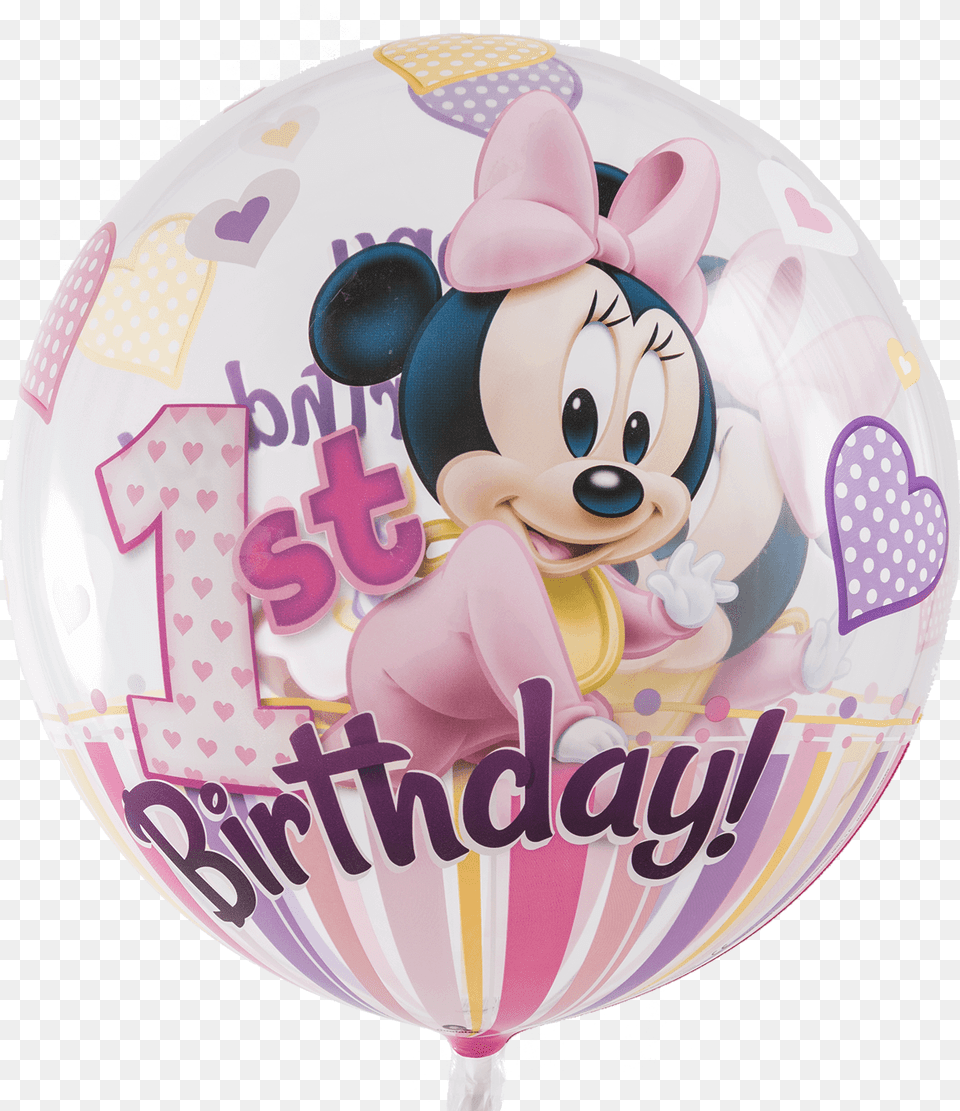 Baby Minnie Mouse 1st Birthday Clipart, Balloon, People, Person, Birthday Cake Free Png