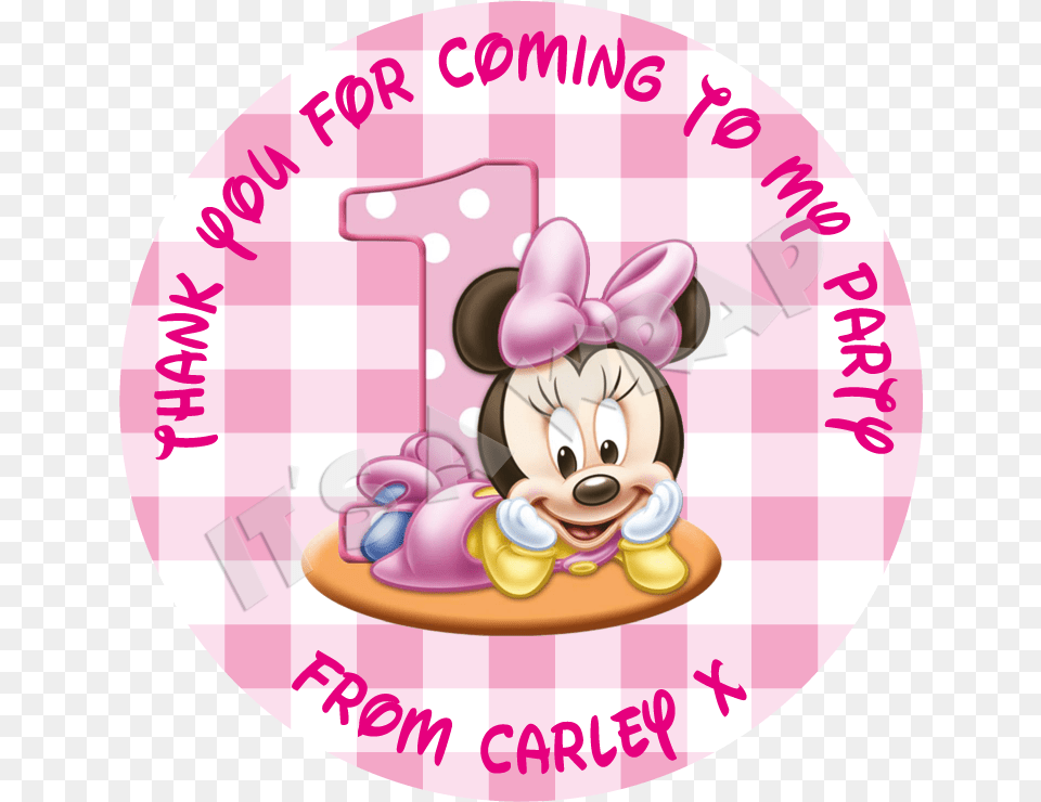 Baby Minnie Sweet Cone Stickers Happy Birthday 1 Jaar Girl, Birthday Cake, Cake, Cream, Dessert Free Png