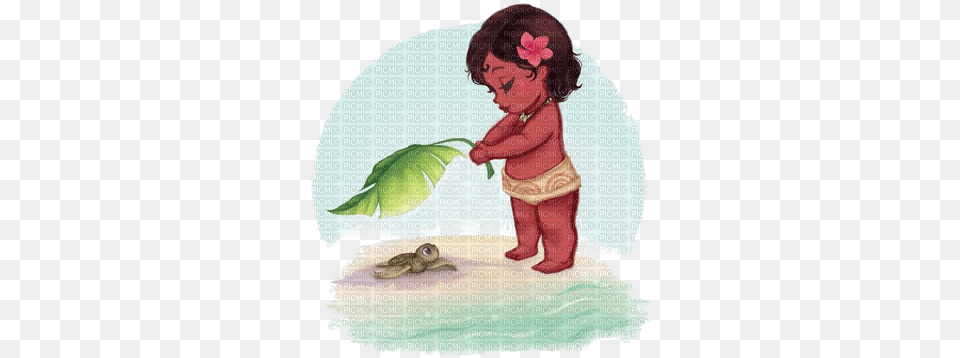 Baby Moana Baby Moana And Turtle, Person, Animal, Reptile, Sea Life Free Transparent Png